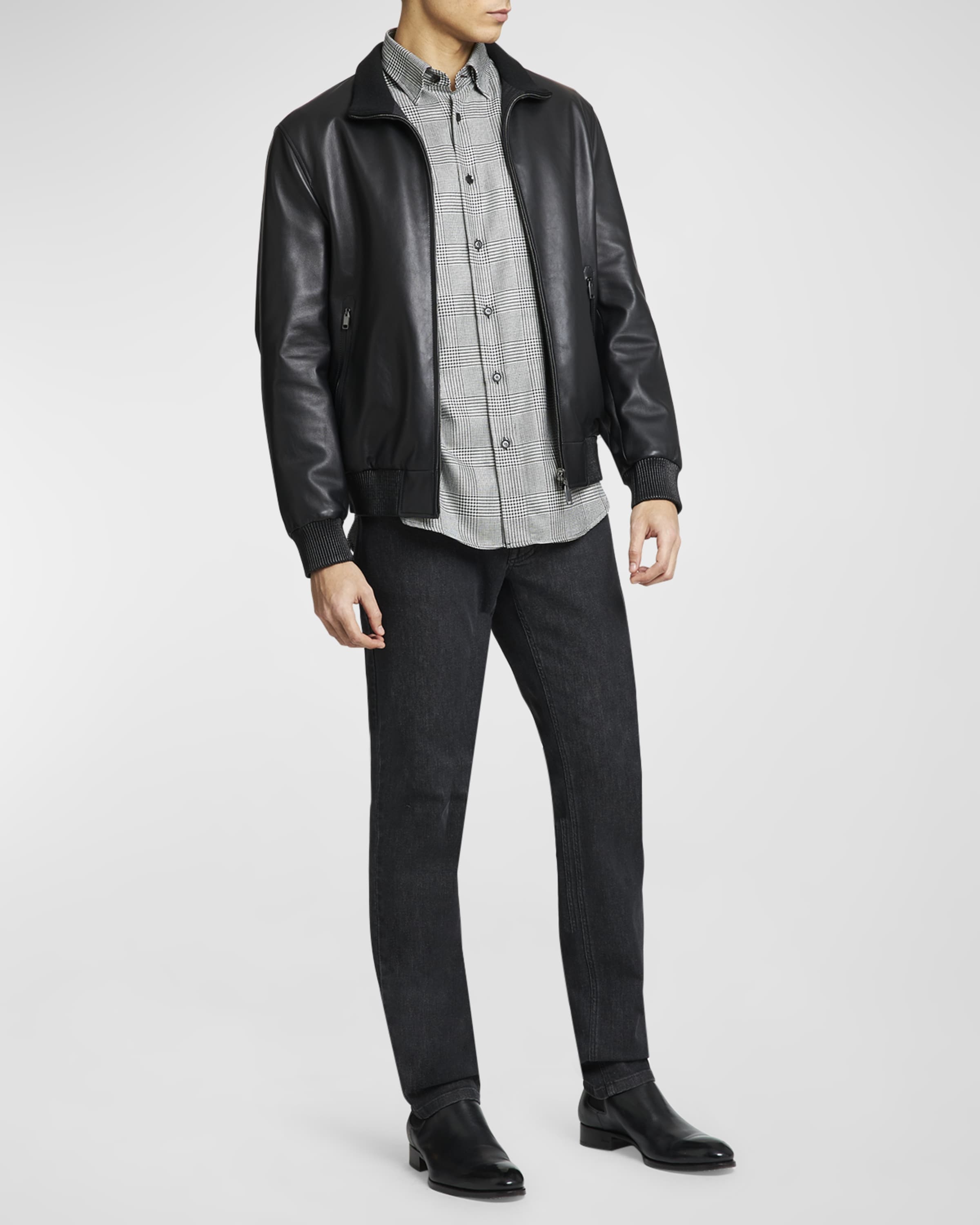 Men's Reversible Leather Blouson Jacket - 5