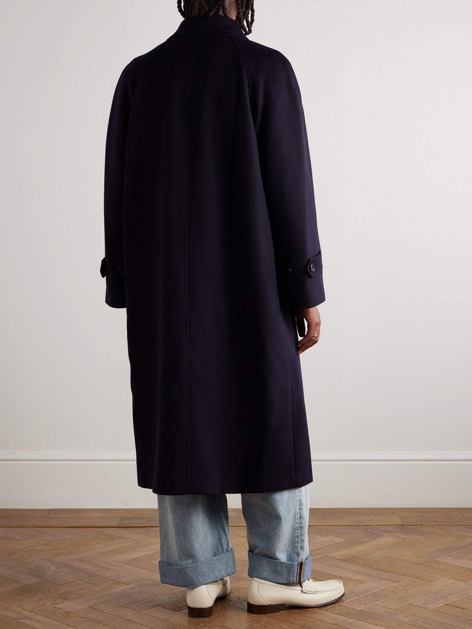 Oversized Wool and Cashmere-Blend Coat Navy - 4