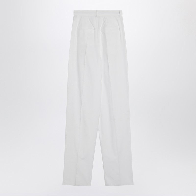 Sportmax Wide White Cotton Trousers Women - 2