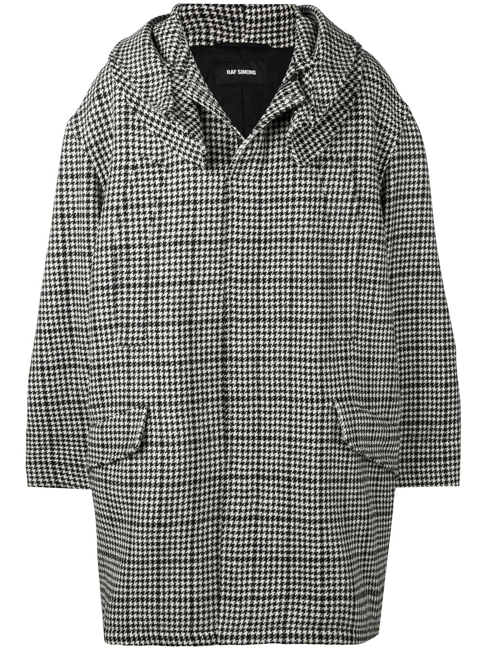 hooded houndstooth coat - 1