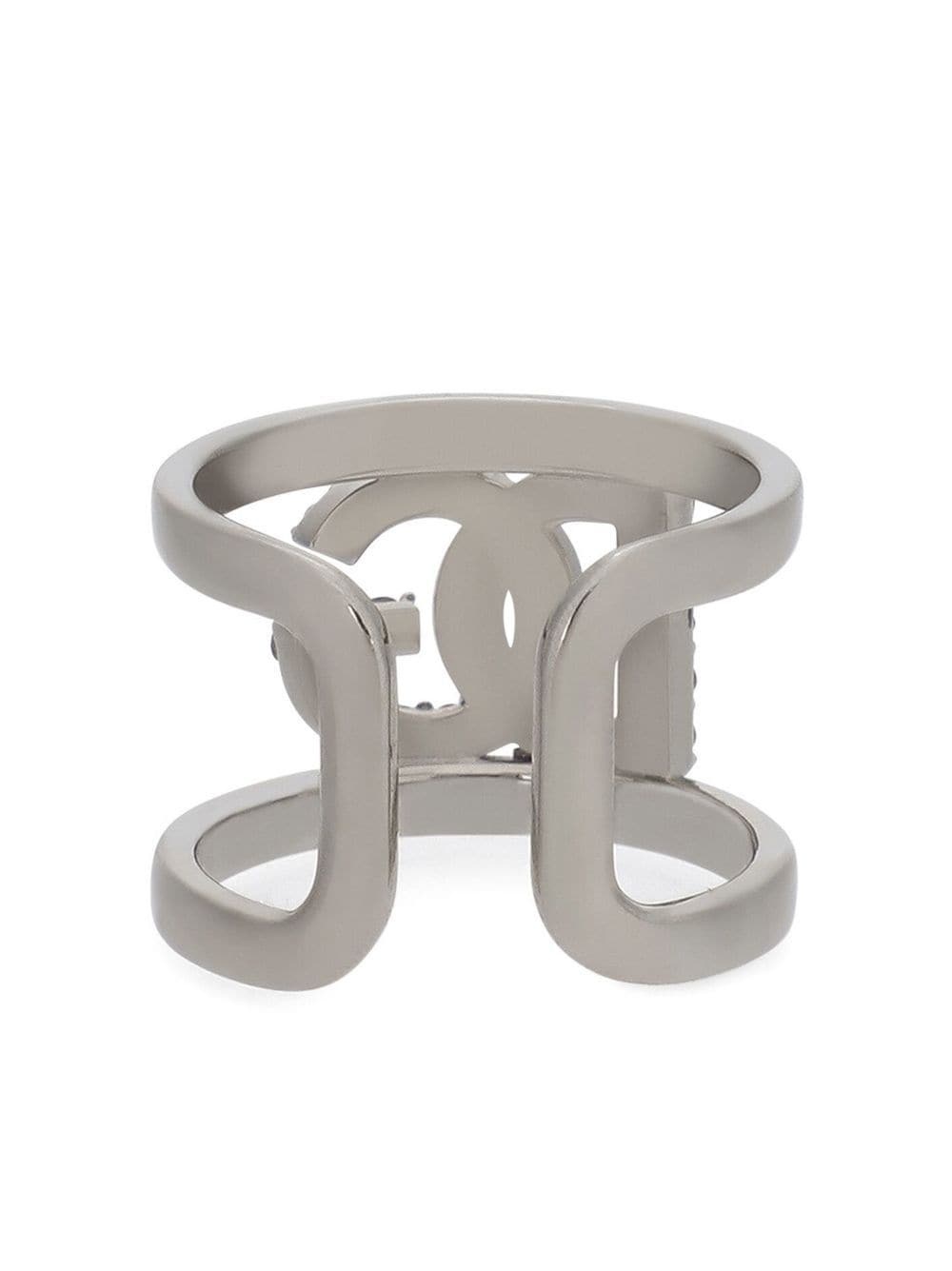 rhinestone-embellished logo ring - 3