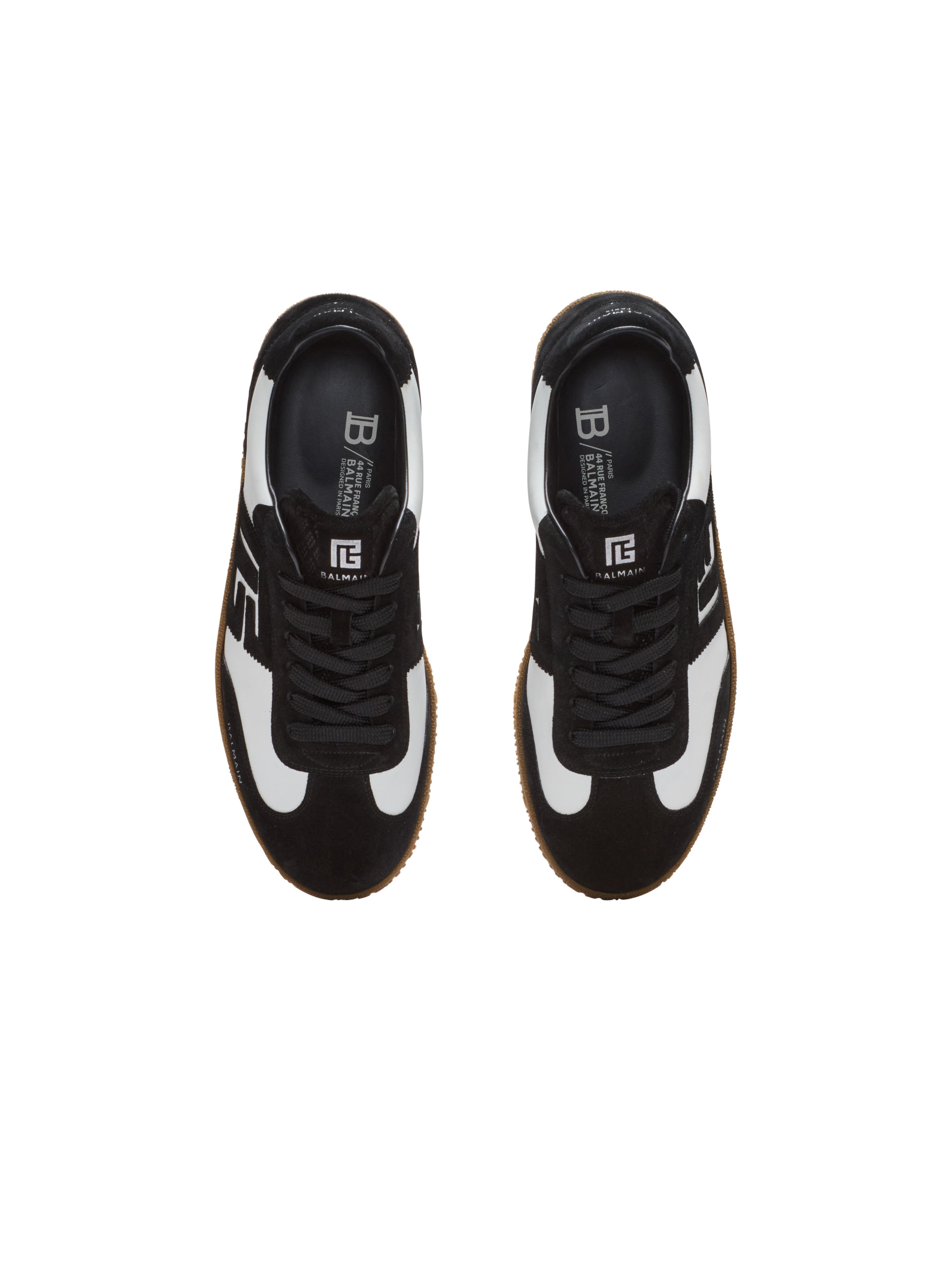 Balmain Swan trainers in calfskin and suede - 4