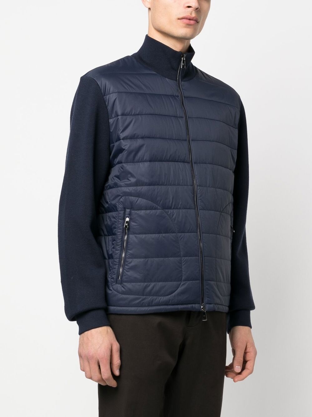 zip-front padded-panel sweater - 3