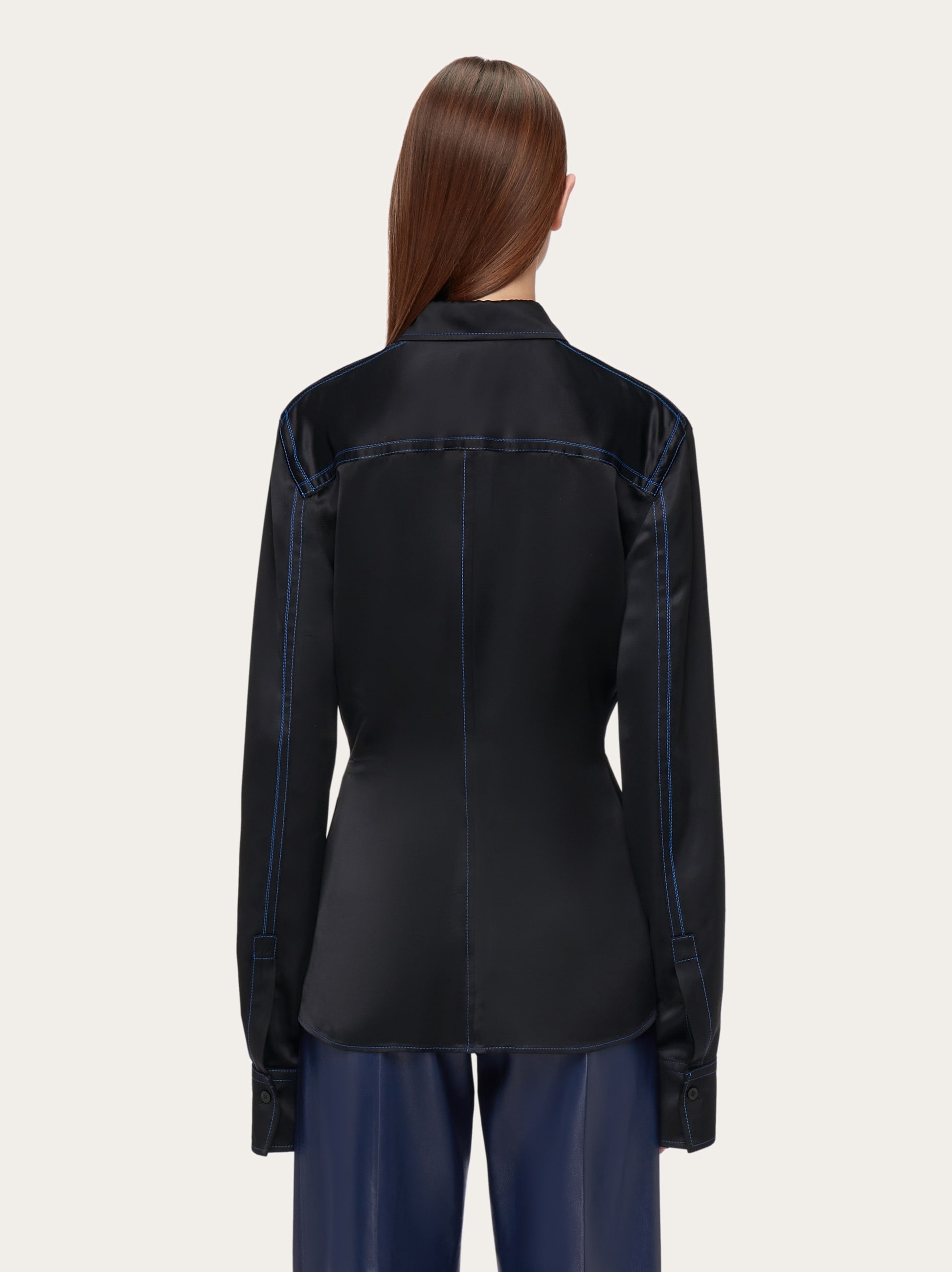 Viscose shirt with tonal darts - 3