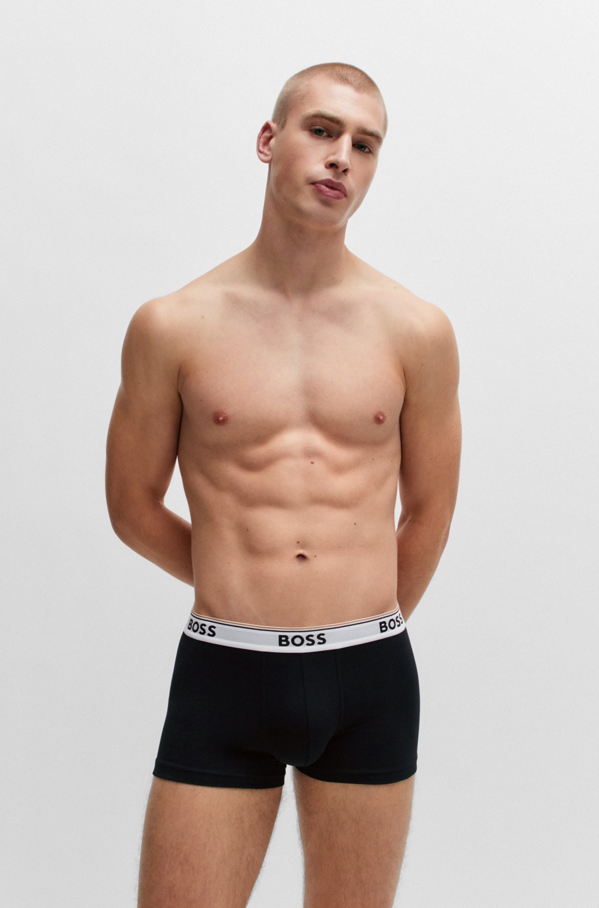 THREE-PACK OF STRETCH-COTTON TRUNKS WITH LOGO WAISTBANDS - 6