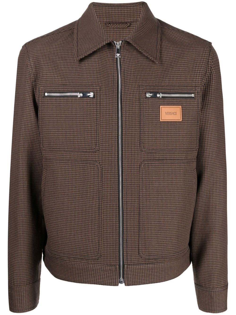 wool check-pattern shirt jacket - 1