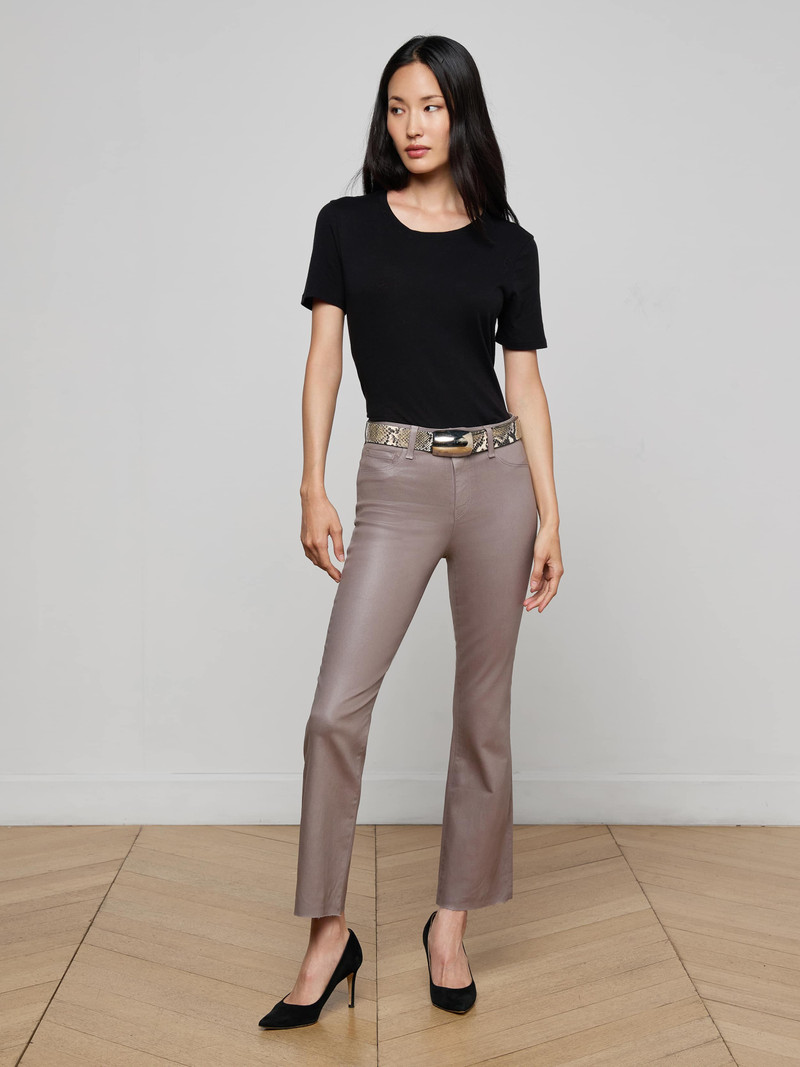 L'AGENCE Kendra Coated Cropped Flare Jean outlook