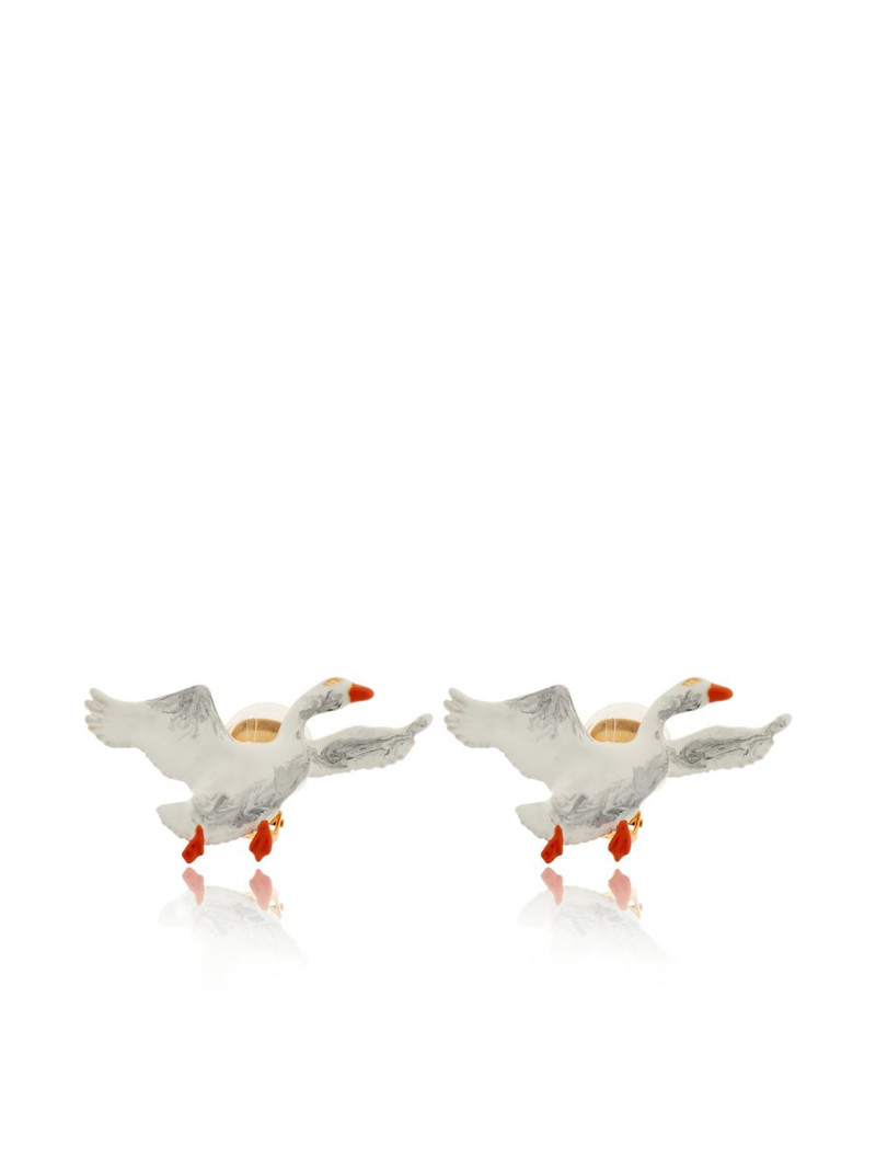 Moschino goose detail earrings outlook