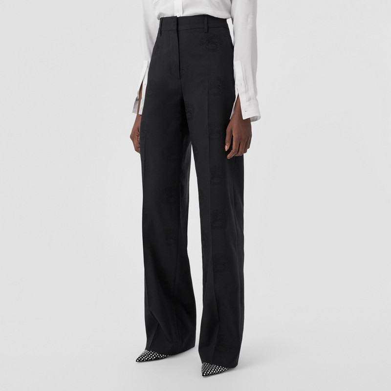 EKD Wool Cotton Jacquard Wide-leg Trousers 5