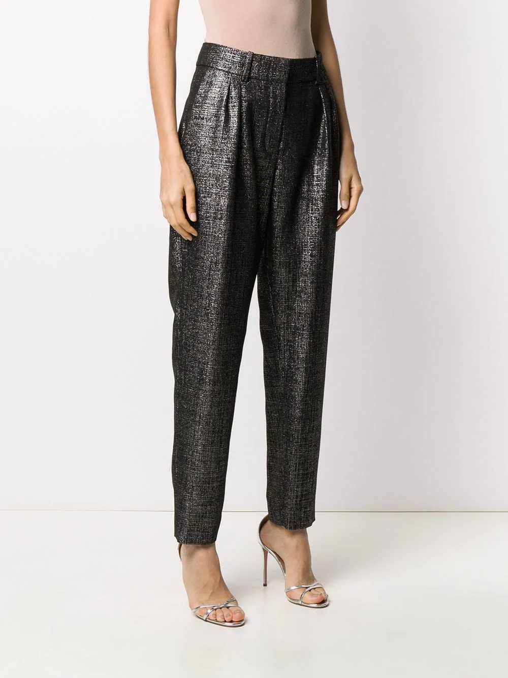 tapered lurex trousers - 3