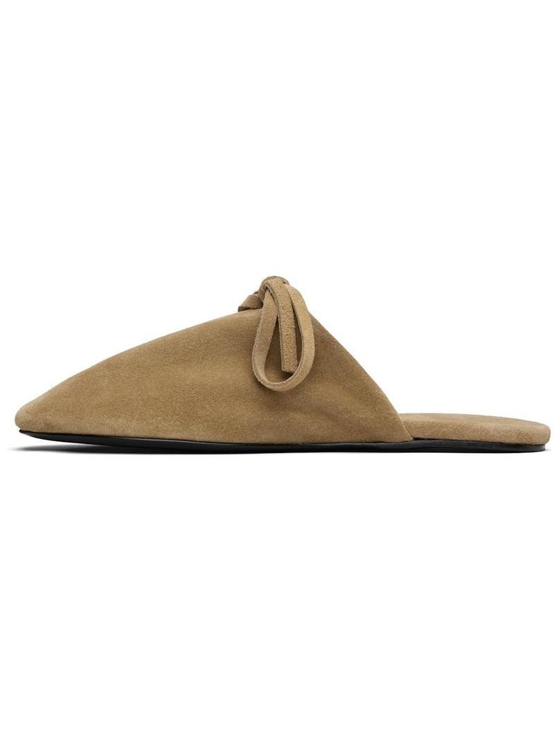 MARIE ADAM-LEENAERDT Beige Bow Suede Slippers outlook