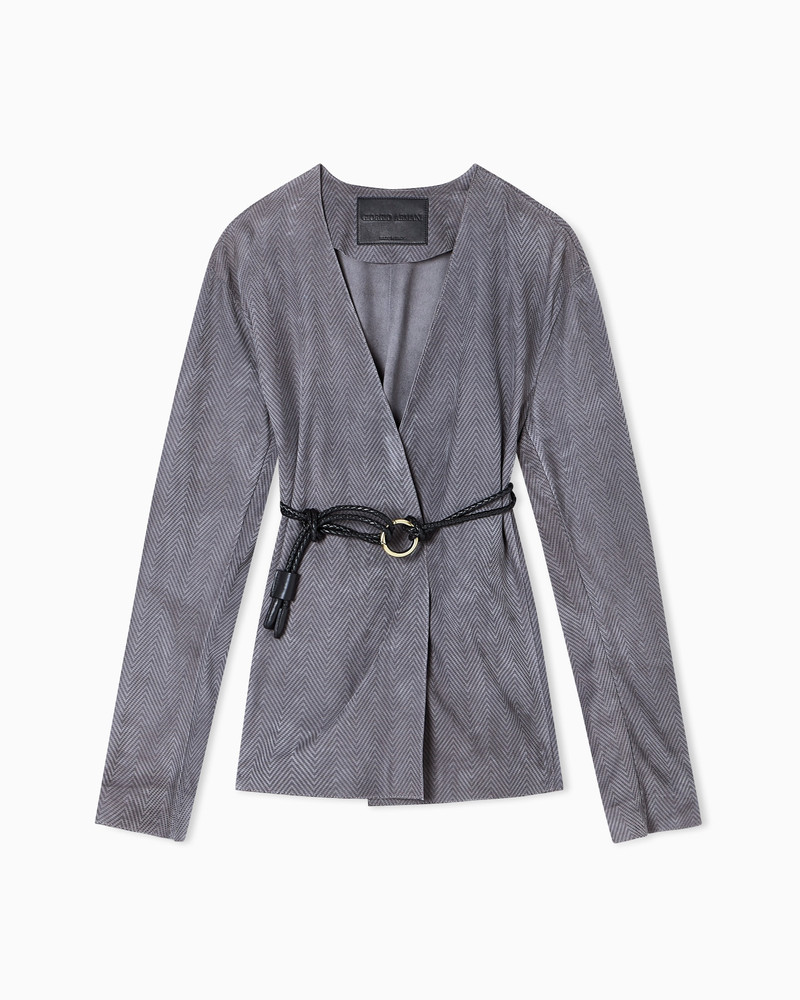 SUEDE-LAMBSKIN SHIRT JACKET WITH CHEVRON PRINT 1