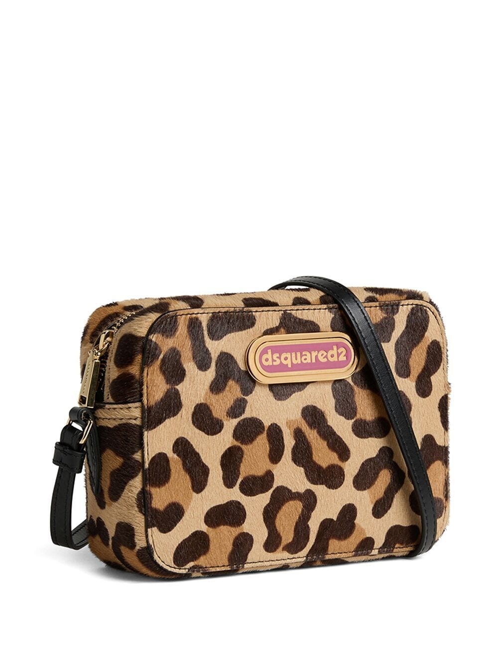 logo-plaque leopard-print cross body bag - 3