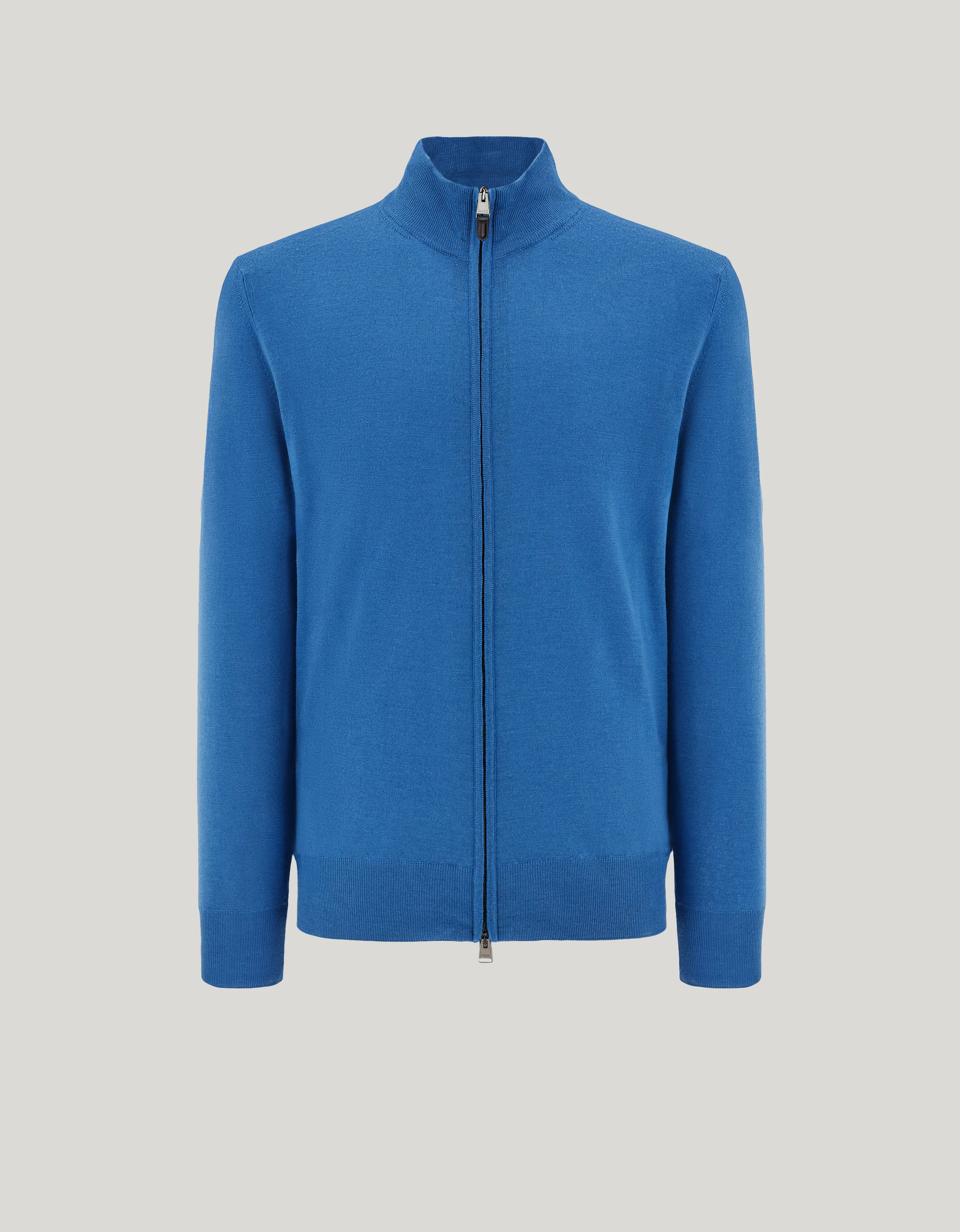 TEAL MERINO WOOL TRAVEL CARDIGAN WITH ZIPPER - 1