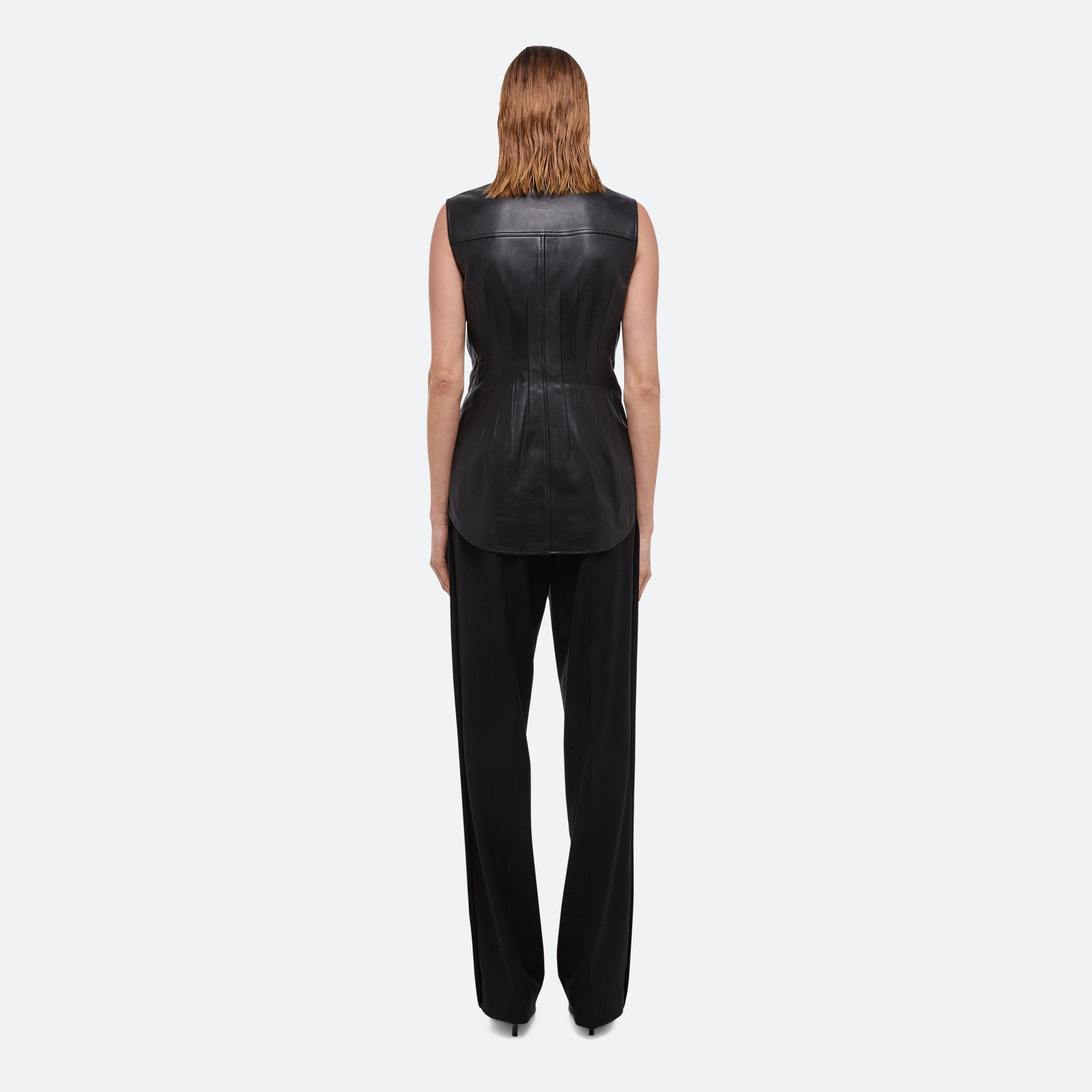 LEATHER WAISTED DART SHIRT - 5