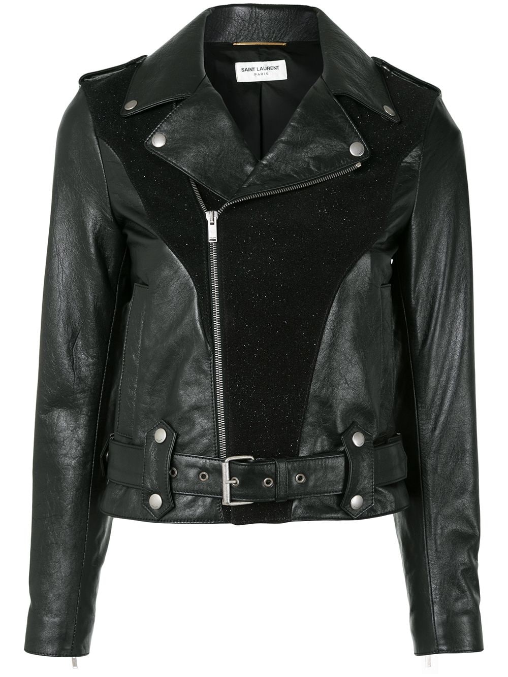 glitter detailing biker jacket - 1