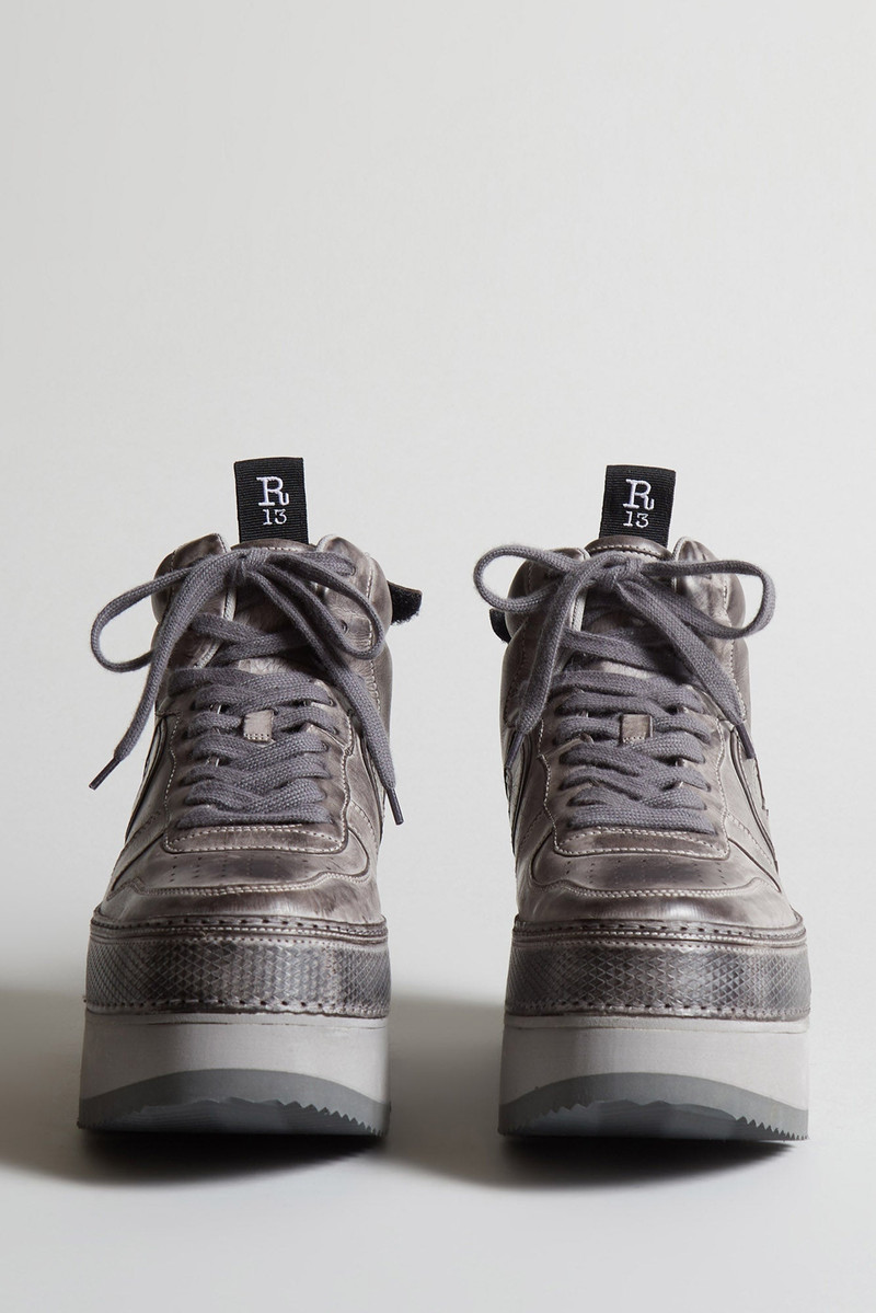 R13 THE RIOT SNEAKER - DISTRESSED GREY LEATHER outlook