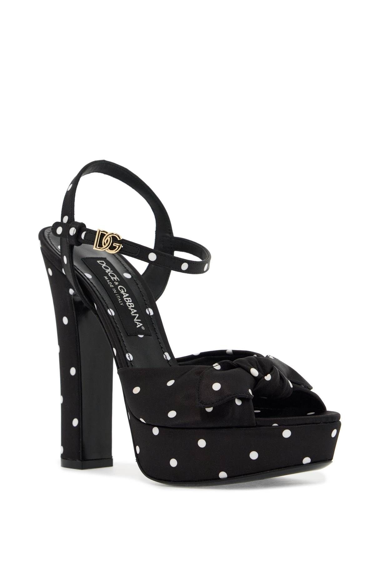 "KEIRA POLKA DOT SATIN PLATFORM SANDALS - 4