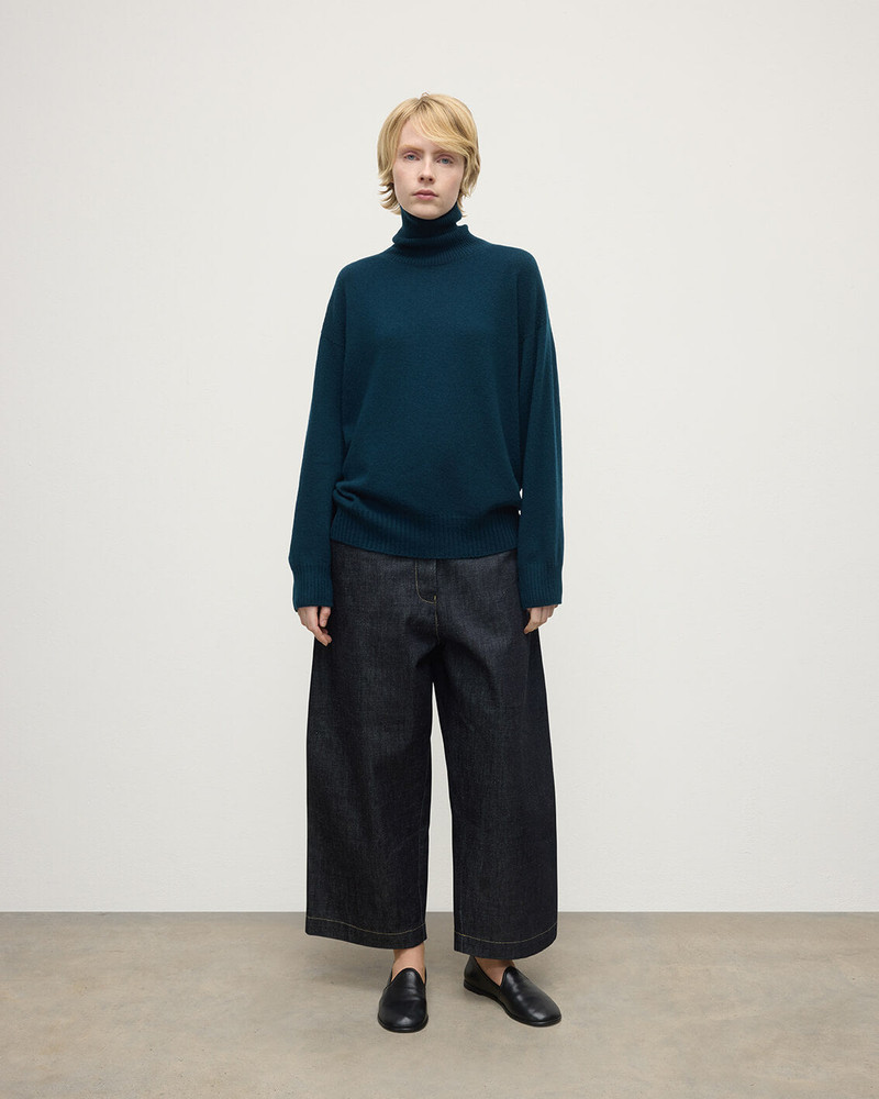 Johnstons of Elgin Gauzy Cashmere Green Roll Neck Jumper outlook