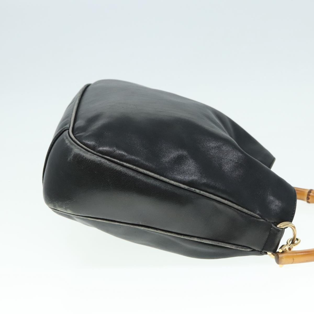 GUCCI Bamboo Hand Bag Leather Black Gold 001 1638 001 1638 - 3