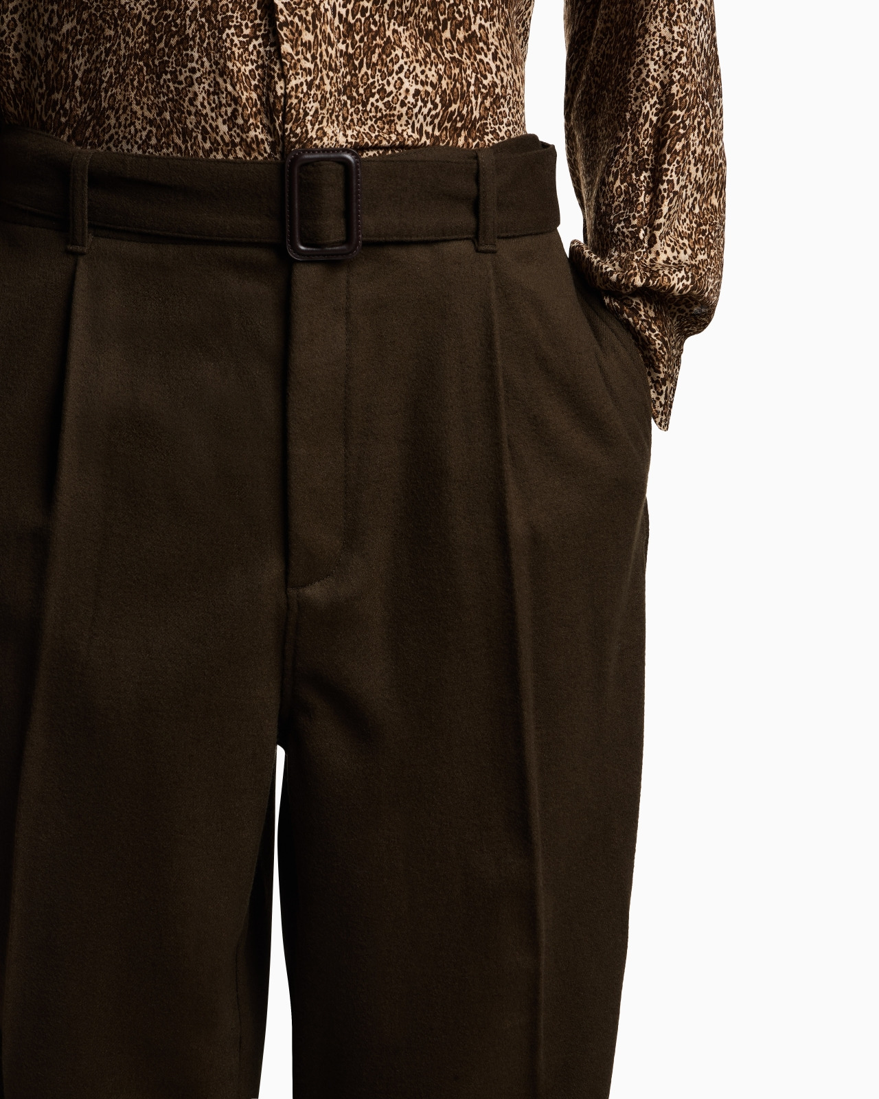 VIRGIN WOOL TROUSERS WITH BELT - 5