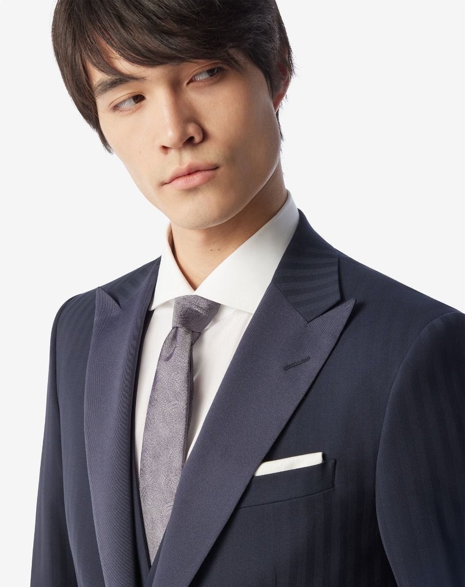 Jacquard silk tie with blue floral design - 2