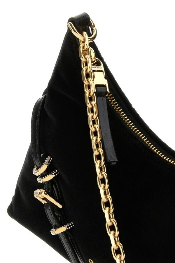 【関税&送料込】Givenchy Black Velvet Voyou Party Shoulder B Pre Owned Givenchy Black Voyou Party Velvet Shoulder Bag