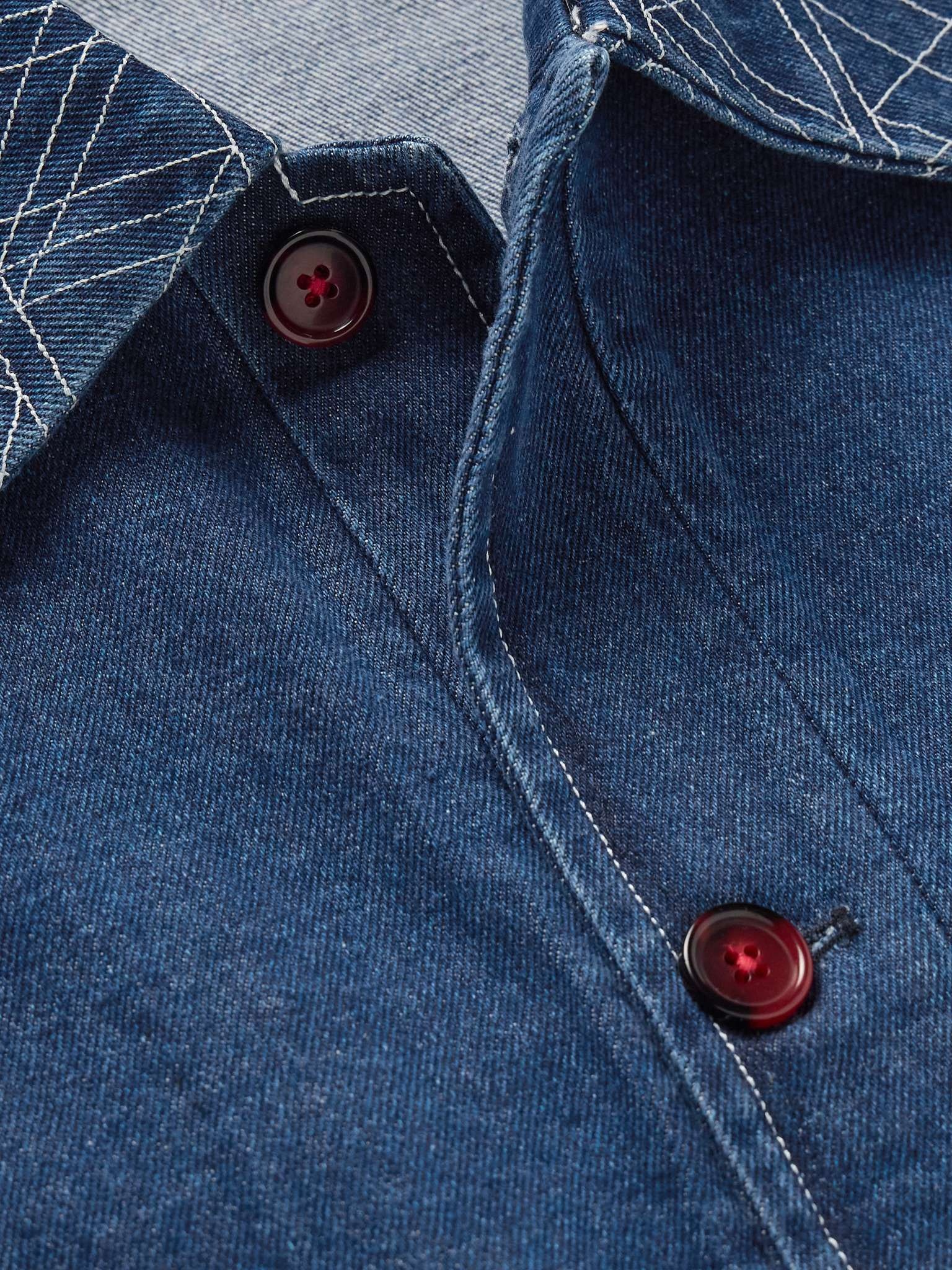 Cropped Embroidered Denim Jacket - 5