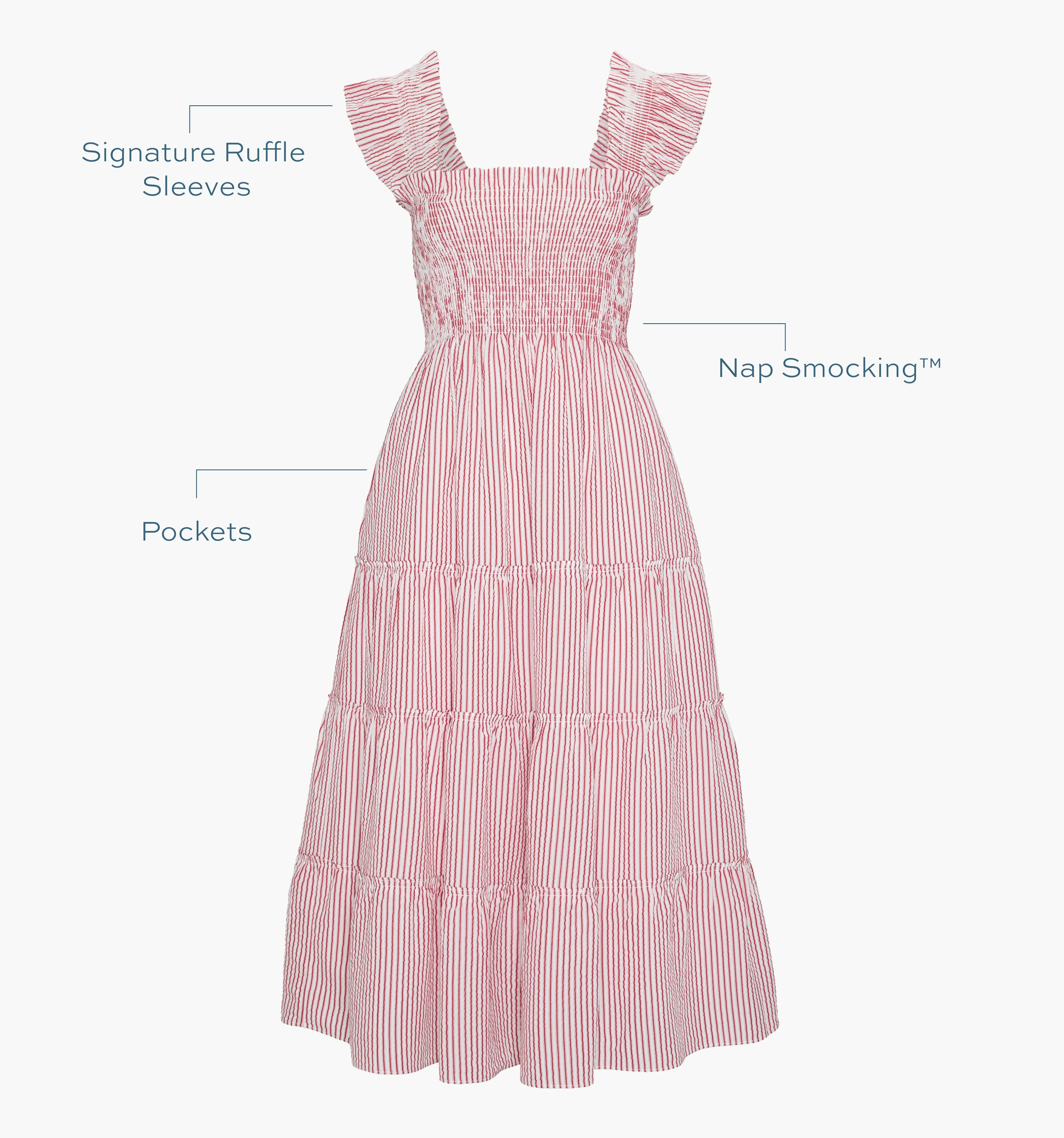The Ellie Nap Dress - Red Ticking Stripe - 1