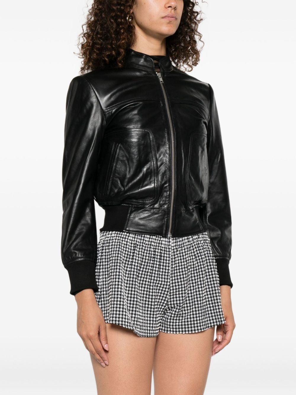 zip-front leather jacket - 3