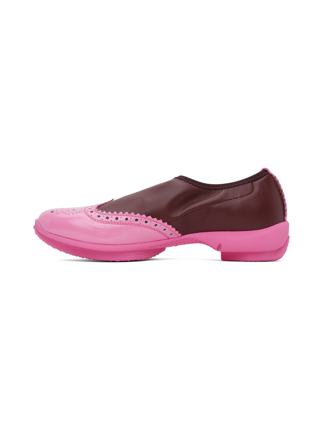 Burgundy & Pink Sonia Slip On Brogues - 3