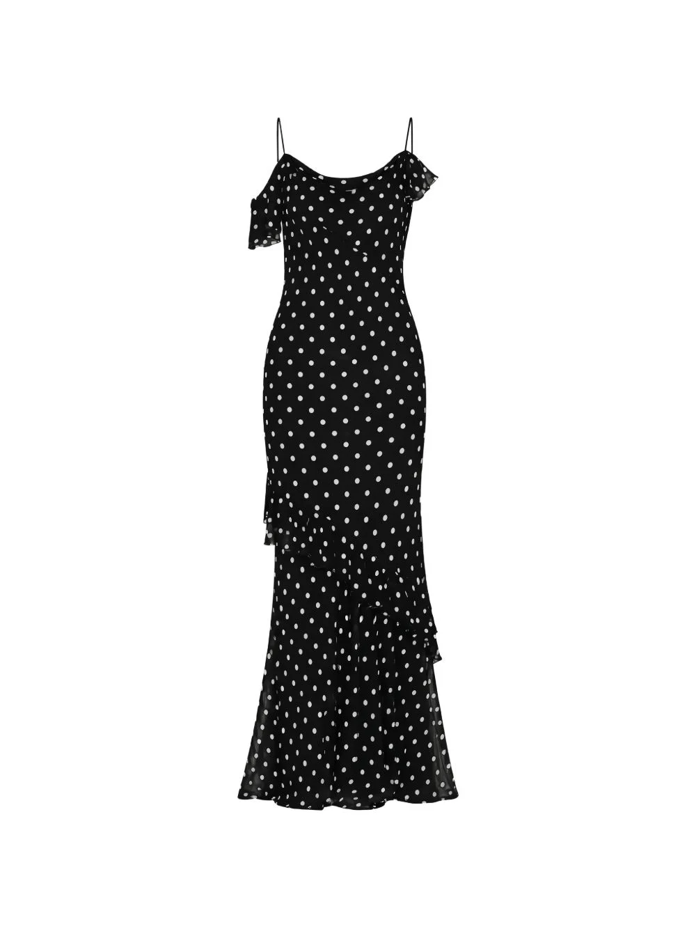 Georgette polka dot ruffled maxi dress - 1
