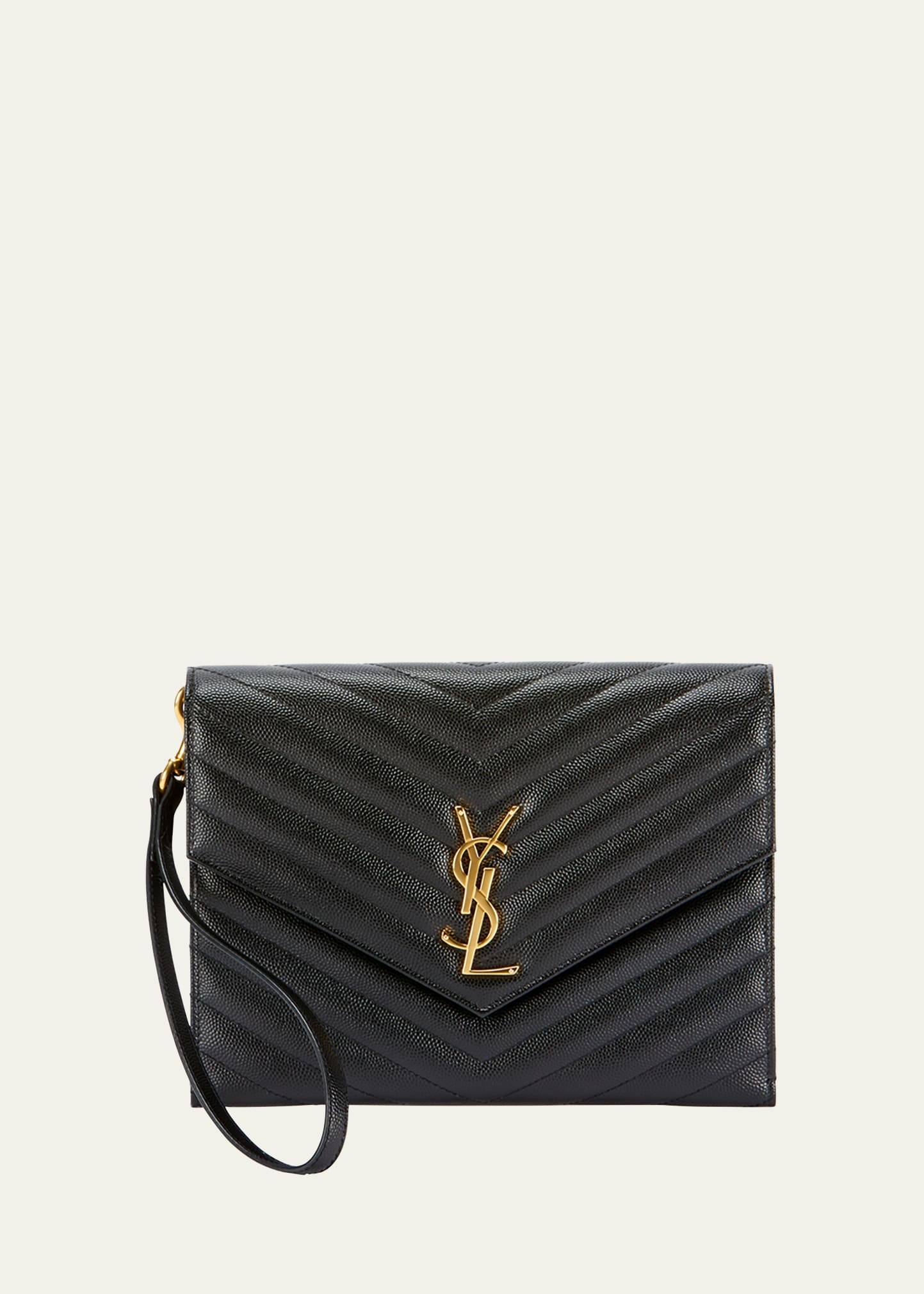 YSL Monogram Grain de Poudre Clutch Bag - 1