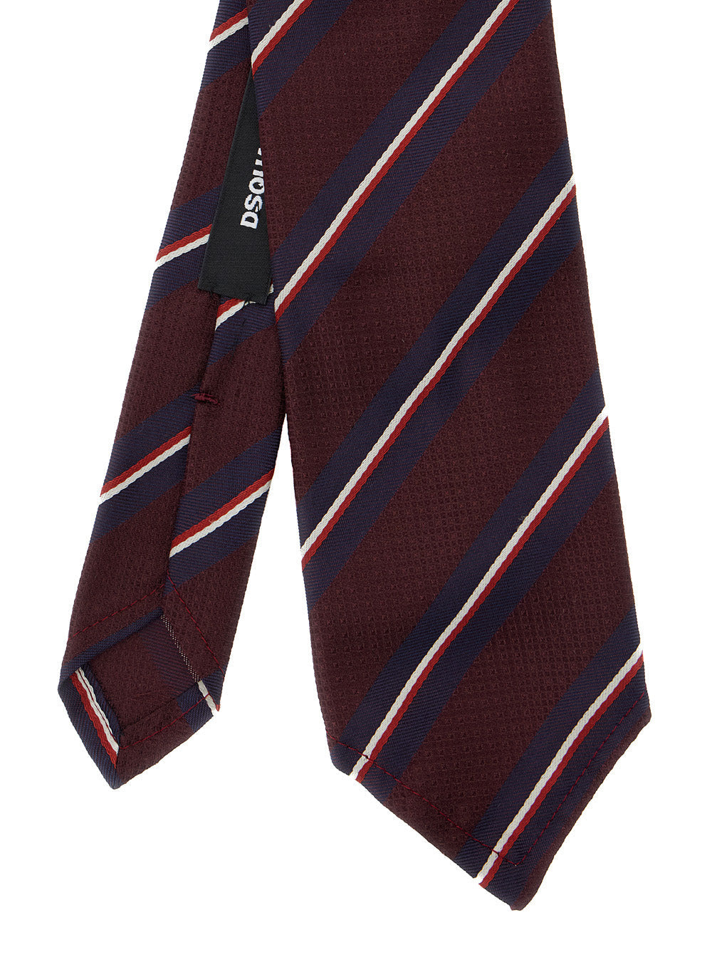 Dsquared2 Men Bordeaux Tie With All-Over Striped Motif In Silk Man - 2