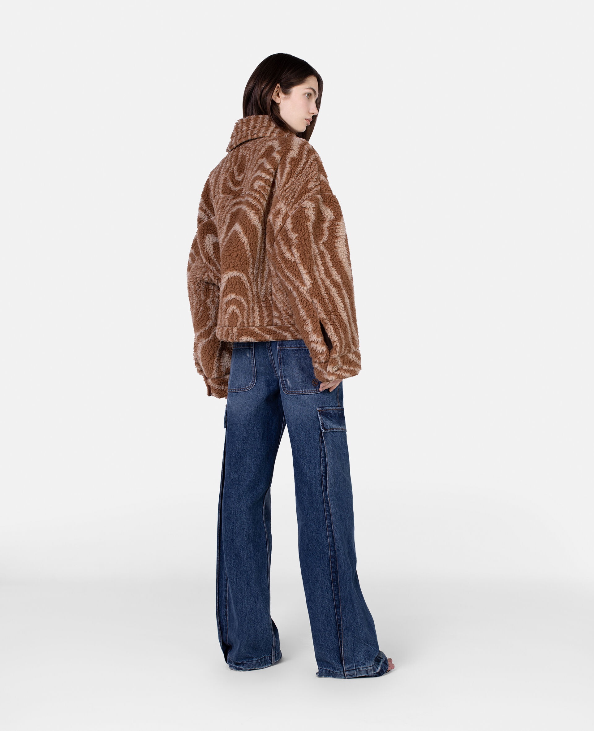 Woodgrain Print Teddy Jacket - 3