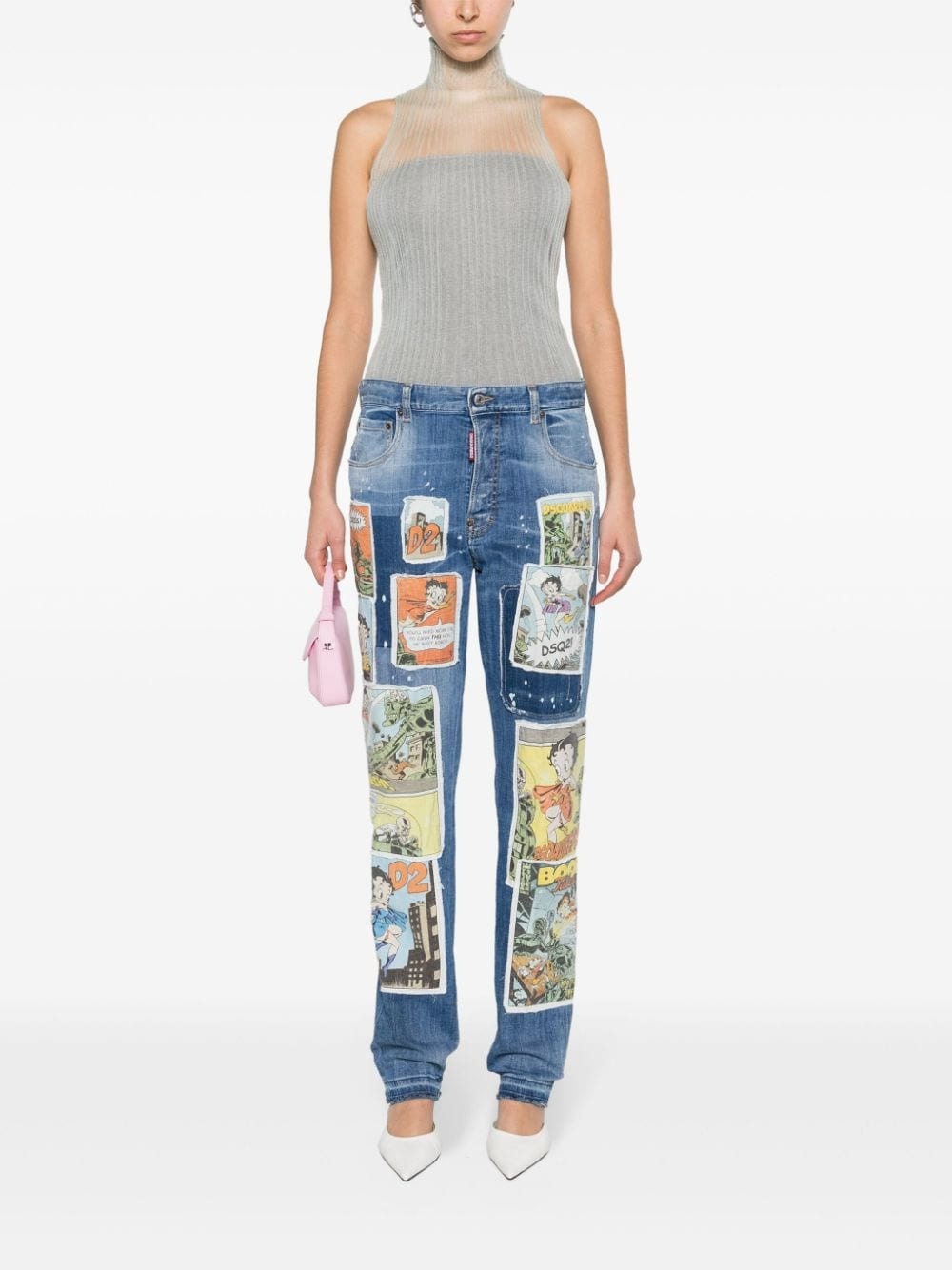 patch-detail straight-leg jeans - 2