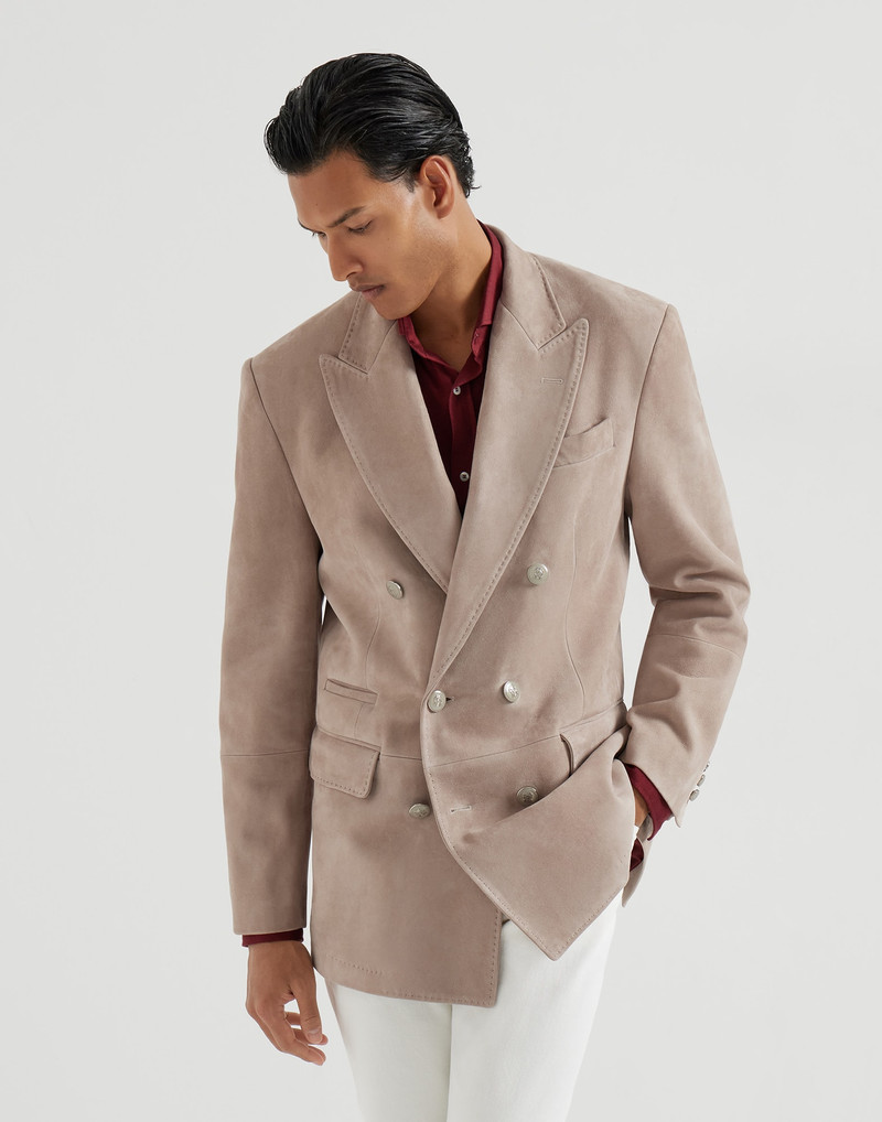 Country suede one-and-a-half breasted blazer with metal buttons 2