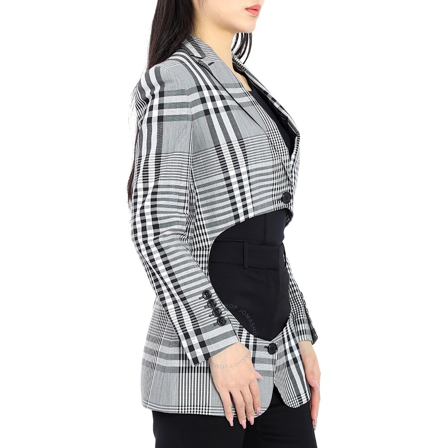 Burberry Ladies Check Single-breasted Technical Blazer - 5