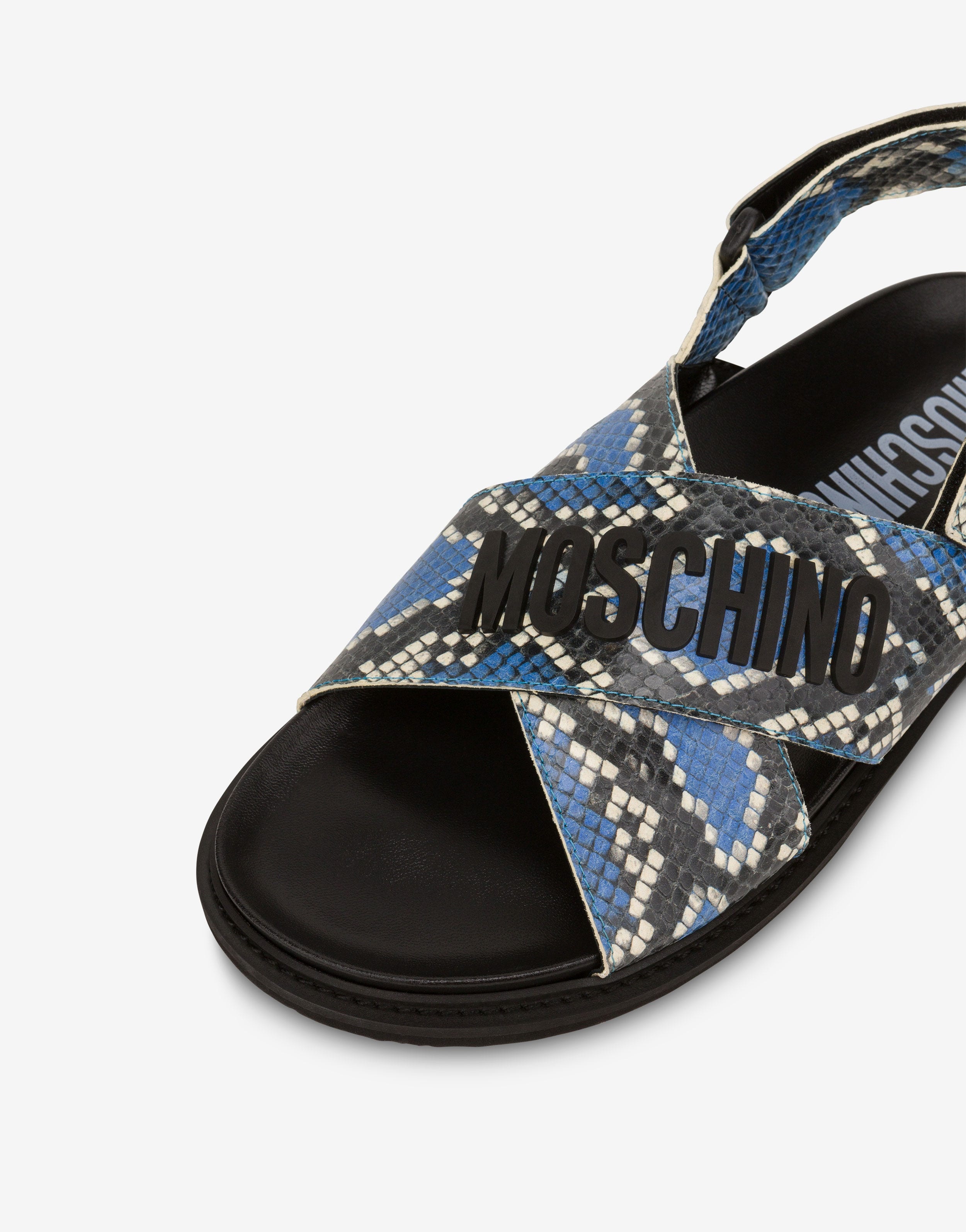 RUBBER LOGO PYTHON-PRINT SANDALS - 4