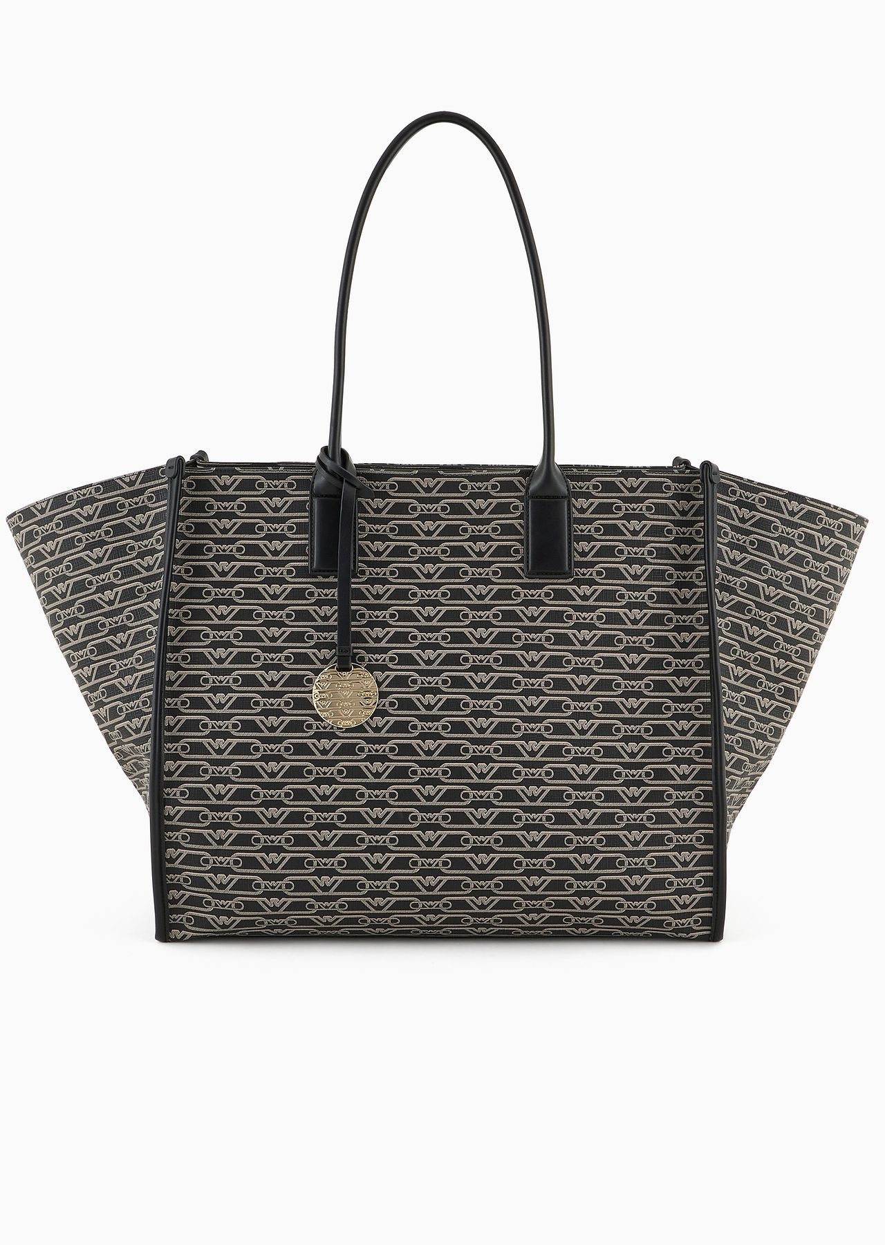 Oversized shopper bag with all-over monogram print - 1