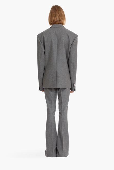 Heather gray wool asymmetrical blazer - 3