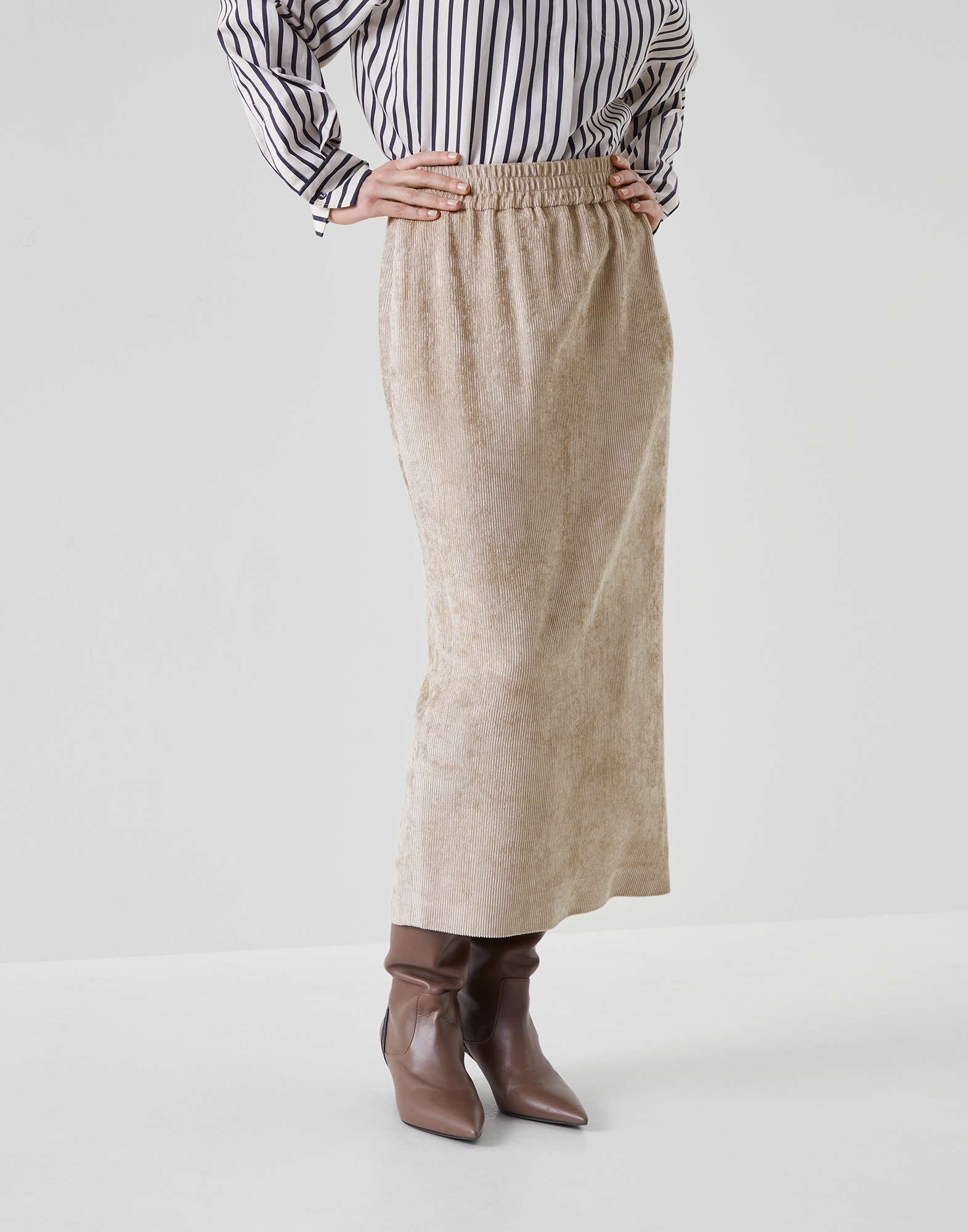 Hammered corduroy midi skirt - 1