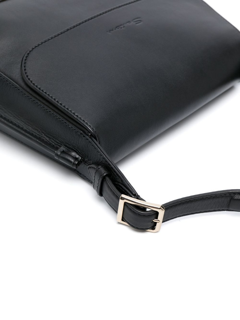 medium logo-debossed leather shoulder bag 4