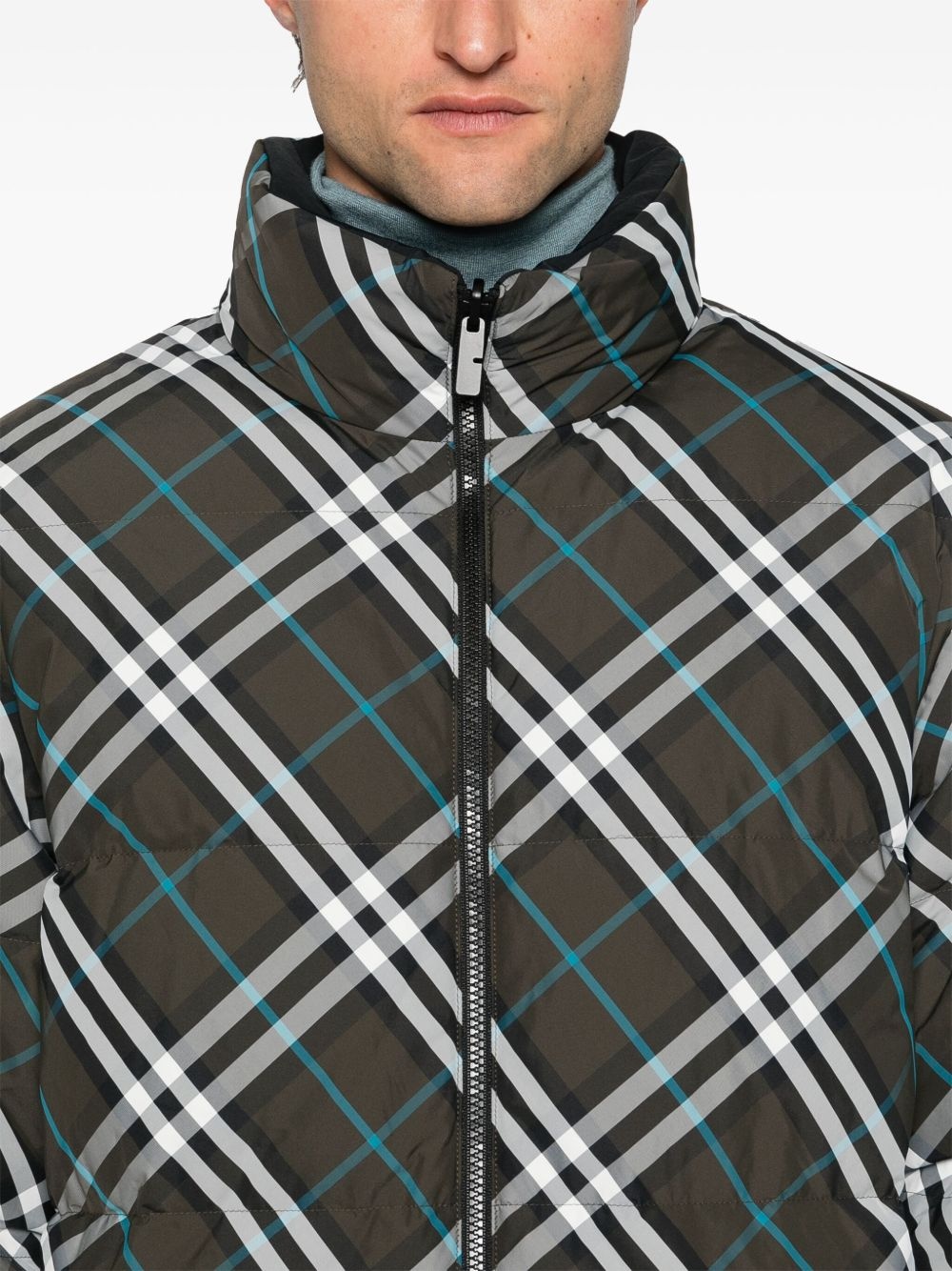 Vintage-check puffer jacket - 5
