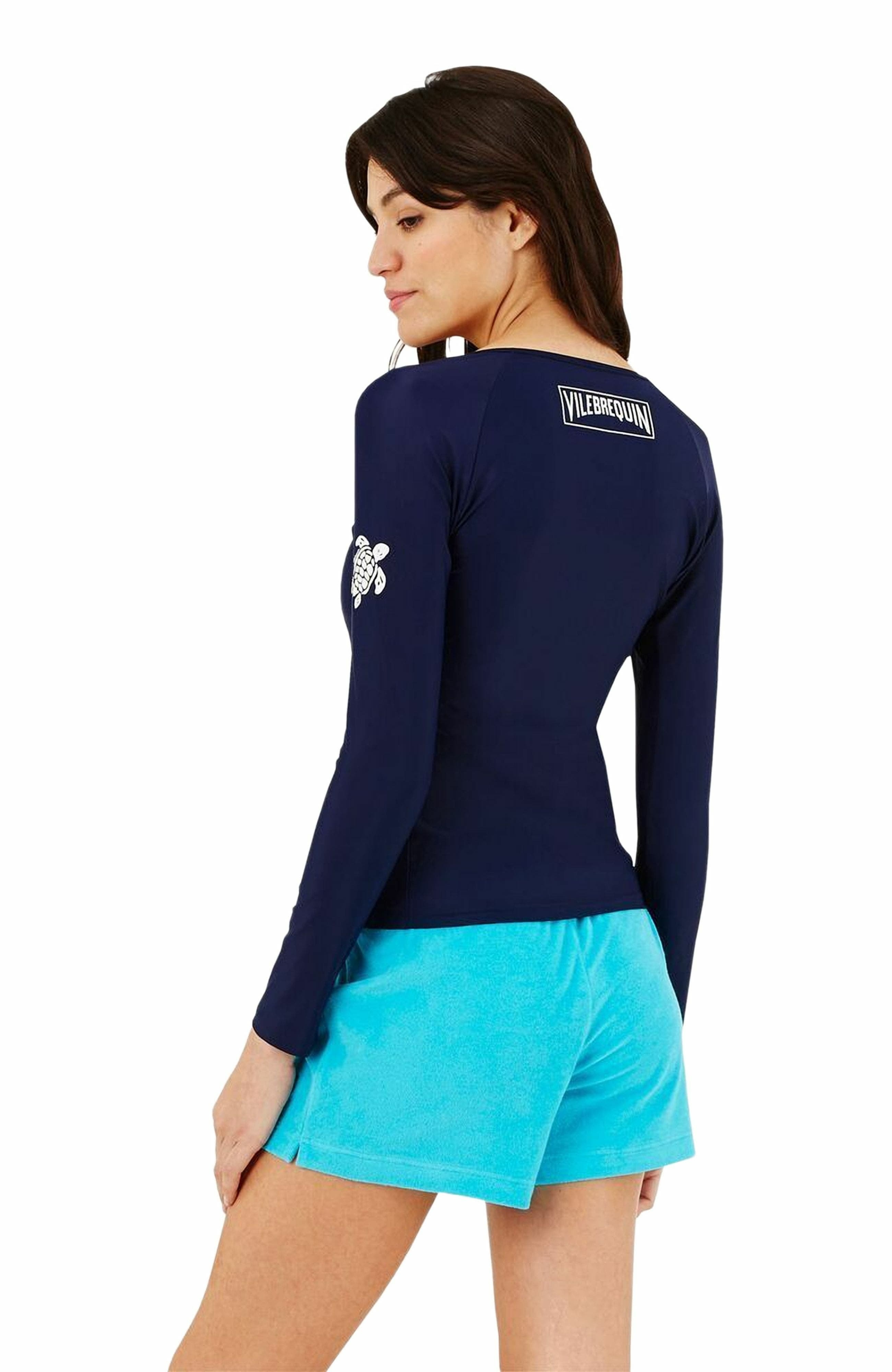 Vilebrequin Women's Solid Zipper Rashguard in Bleu Marine at Nordstrom - 4