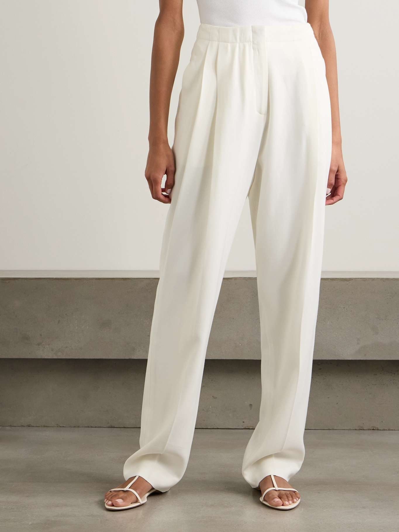 Emery pleated crepe straight-leg pants - 3
