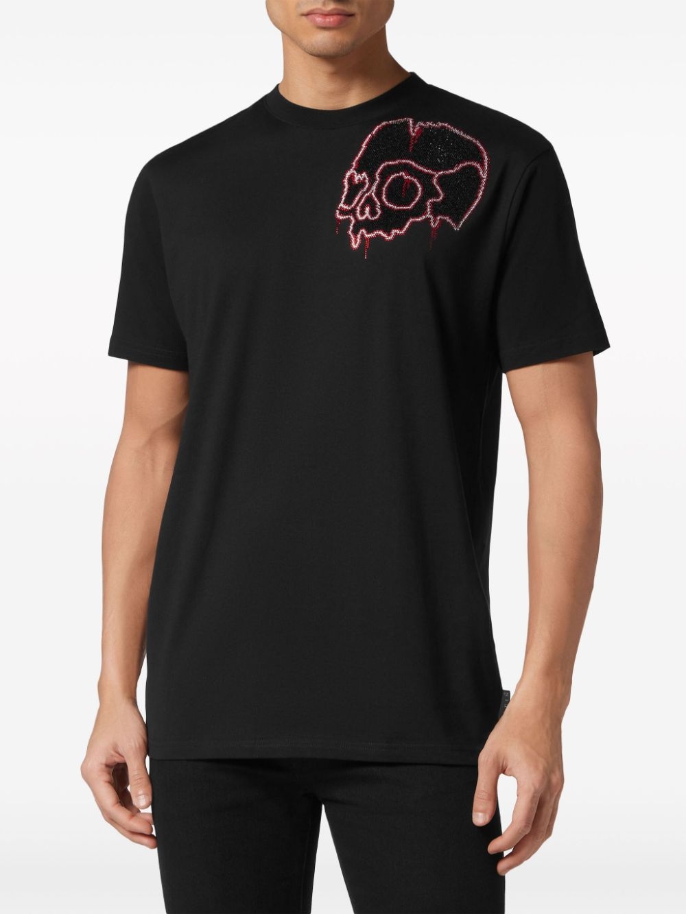 rhinestone-skull cotton T-shirt - 3