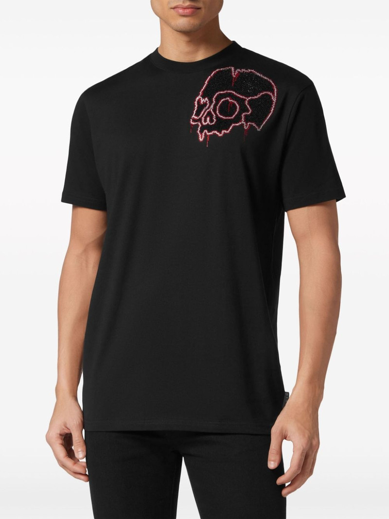 rhinestone-skull 면 T 셔츠 3