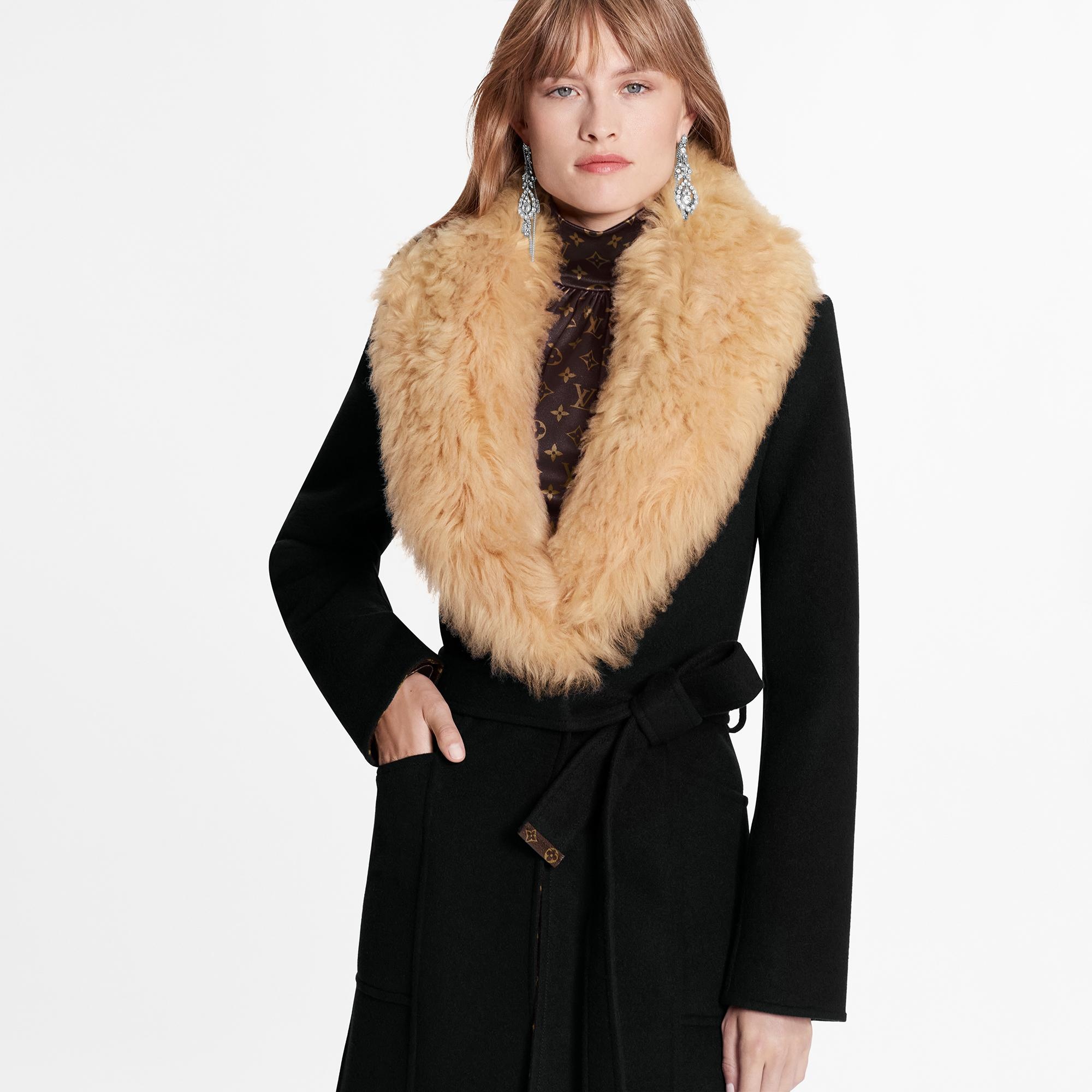 Shearling Collar Belted Coat - 3