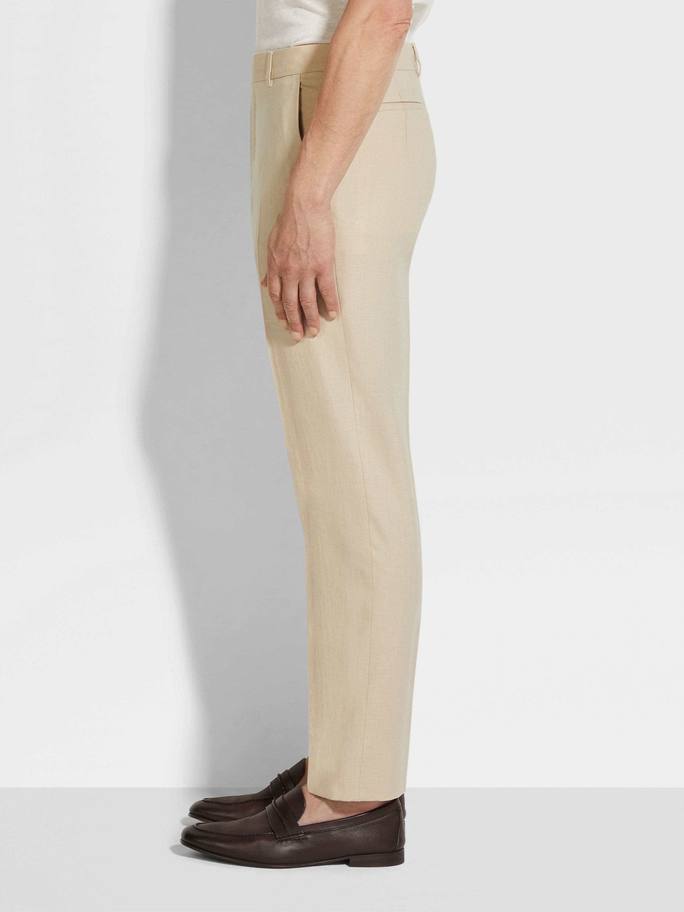 LIGHT BEIGE OASI LINO PANTS - 3